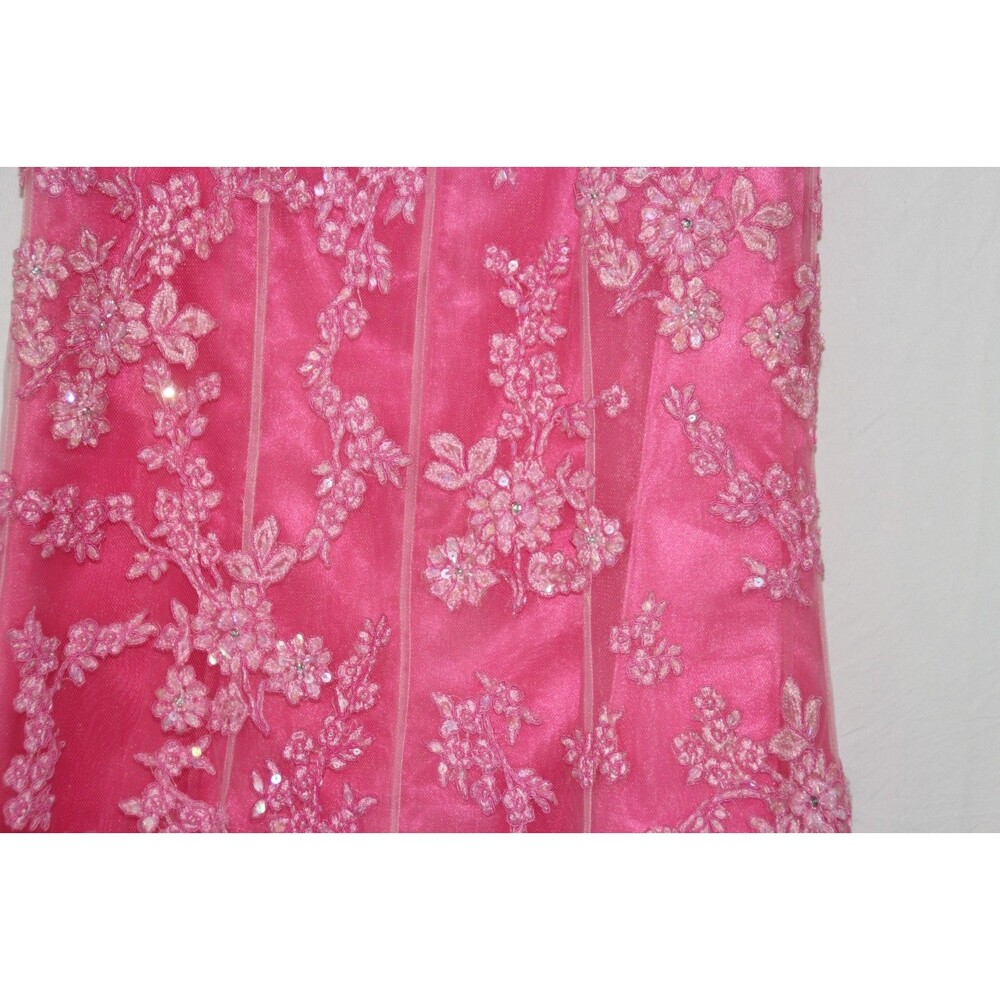 Vtg Cache Y2K Pink Sequin Floral Strapless Gown Dress 4 Formal Prom Fairycore - Picture 10 of 12
